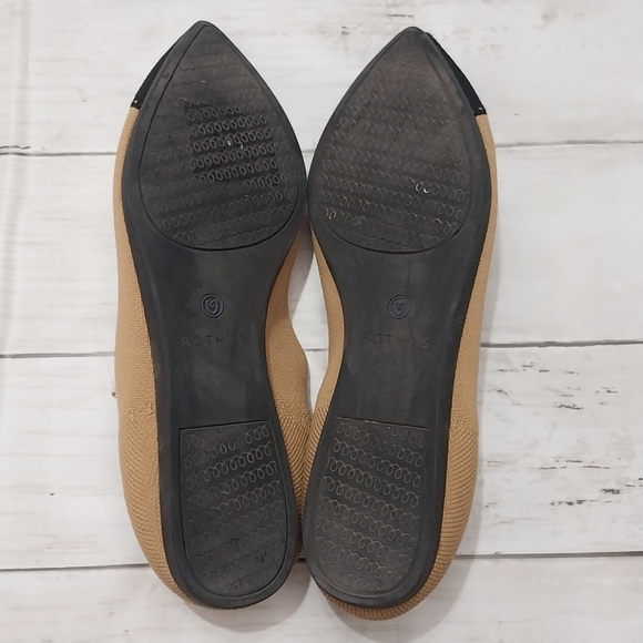 Rothy's Two-Tone Pointed Toe Flats Womens 7.5 Beige Black Slip On Loafer Shoe - Picture 6 of 6